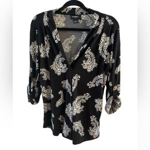 Liz Claiborne Black/White Floral Blouse
